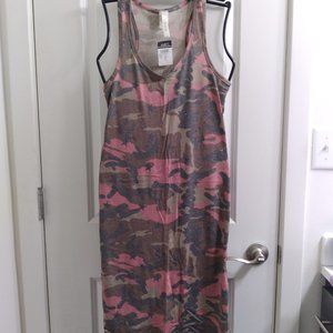 Large Pink and Brown Camo Sleeveless Swing Dress NWT